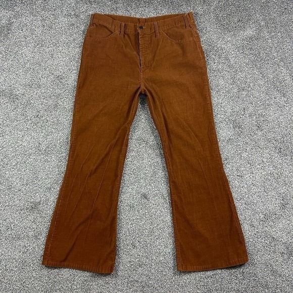 Vintage Levis Brown Corduroy Pants White Tab Mens 38x31 USA Made 80s Talon Zip - Picture 1 of 12